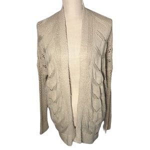 Hollister tan cream open front woven knit cardigan size medium